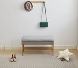 End of Bed Bench with Shelf, Linen Upholstered Storage Shoe Bench, Modern Bedroom Bench with Metal W2725P207314