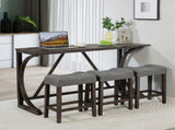 4-Piece Bar Table Set with Power Outlet, Dining Bar Table and Chairs Set,Bar Table Set with 3 Padded W1998P193825