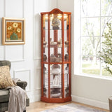 Glass Cabinet Lighted Corner Cabinet Corner Display Curio Cabinet, Glass Display With W2275P177192
