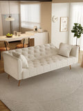 71 inch convertible love seat sofa, American retro beige velvet, suitable for small living room, W165878946