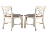 Set of 2 Counter Hight Chairs with X-Cross Back, White and Grey B016P226064