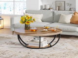 Round Coffee, 31.7" Circle Coffee for Living Room, Modern 2-Tier Wood Accent Center B082P356379