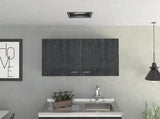 Wall cabinet 19"H, two Doors, two internal Shelves, White/smoked oak B097133160