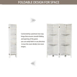 ZNTS Room Divider 4 Panel, White Room Divider with Shelves, Wall Room Dividers and Folding Privacy 25185997