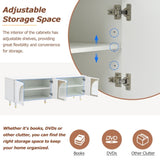 Contemporary TV Stand with Adjustable Shelves for TVs Up to 78'', Stylish Media Console with Gold 42216747