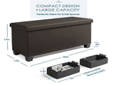 Ottoman Storage Bench, Faux Leather 30" Storage Ottoman Bench, Brown 55449965