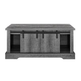 41.3 Inch Coffee Table Storage and Sliding Wood Door, Farmhouse and Industrial Cocktail Table W1781P268254