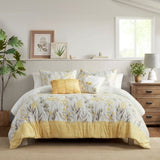 5 Piece Seersucker Comforter Set with Throw Pillows Yellow King/Cal King B035P148357