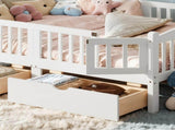 Full Platform Bed with Full-length Guardrails, Kids Platform Bed with Storage Drawers, Childlike and W1580P534503