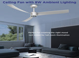 52 Inch Ceiling Fans with Lights Led Remote Control Low Profile Flush Mount for Living Room Bedroom 34699614