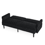 ZNTS Velvet Futon Couch Convertible Folding Sofa Bed Tufted Couch with Adjustable Armrests for Apartment W1413P147474
