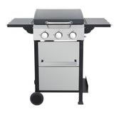 ZNTS 3-Burner Propane Gas BBQ Grill, SS Plancha, 36900BTU Output With Wire Enamel Cooking Grids For W2938P208388