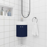 Corner Bathroom Vanity Sink Combo for Small Space Wall Mounted Cabinet Set, Ceramic Sink W99990112