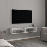 TV Stand 10.4" H, with 2 Shelves, White B097P250855
