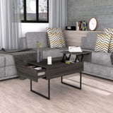 Lift Top Coffee Table, One Drawer, Two Legs, Carbon Espresso / Onyx B097133192