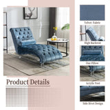 COOMORE Velvet Chaise Lounge Indoor,Button-Tufted Upholstered Chaise Lounge Chair with Pillow for W39538684