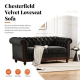 VIVALUX 59.44" Chesterfield Velvet Loveseat Sofa,2-Person Rolled Arm Dutch Plush Upholstered Sofa N762P178705B