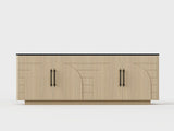 67" Modern Sideboard Buffet Cabinet, 4-Door Storage Cabinet with Arched Geometric Doors and Black W1820P514496