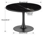 31.5" Round Modern Tulip Dining Table, Sintered Stone Tabletop with Luxury Faux Marble Print, Carbon W3316P540349
