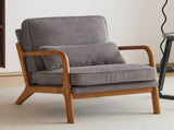 Low Arm Accent Chair - Light Gray Corduroy Upholstered Indoor Lounge Chair, Compact Single Seater 44914714