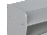 Full Pine Wood Bed with Bookcase Headboard ,LED Motion Sensor Light, Bed Guardrails,Grey W504P277598