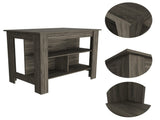 DEPOT E-SHOP Delos Kitchen Island, Four Legs, Three Shelves, Dark Brown B097132965