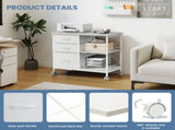 Rolling File Cabinet with 3 Drawers, Fabric Lateral Filing Storage for A4/Letter Size, Mobile 53448219