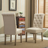 ZNTS Habit Solid Wood Tufted Parsons Dining Chair, Set of 2, Tan T2574P164545