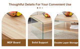 Double layered rectangular coffee table.The board is made of MDF with wooden stickers, with W1151P183723
