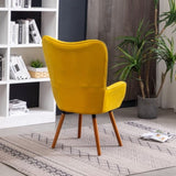 Doarnin Contemporary Silky Velvet Tufted Button Back Accent Chair, Yellow T2574P164271