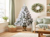 4FT Flocked Christmas Tree in Cup Pot, 211 PVC Tips, 120 Warm White Lights with 8 Modes & Remote, US 19756908