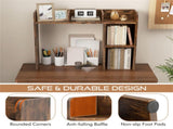Brown Desktop Bookshelf for 27''/68.58cm Monitor, 93.9825.4073.66cm Engineered Wood Desk Hutch 55638158