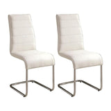 ZNTS Contemporary White Padded Leatherette 2pc Side Chairs Set of 2 Chairs Kitchen Dining Room Metal B01158418