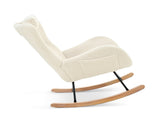 Rocking Chair Nursery, Teddy Upholstered Rocker Glider Chair with High Backrest, Adjustable Headrest W680127248