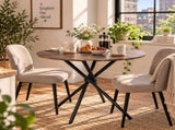 31.5 in Round Dining Table for 2-4, Small Space Kitchen Table with Metal Legs, Espresso Brown 28899215