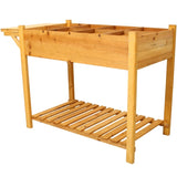 8 Pockets Horticulture Raised Garden Bed Elevated Wood Planter Box Stand with Foldable Side Table W465P189516