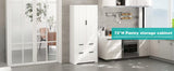 Farmhouse Pantry Storage with 2 Large Drawers, Tall Pantry Storage Cabinet with 8 Door Spice Rack, W2917P294993