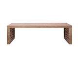 47.2" Rustic Carved Wood Coffee Table Handcrafted Look with Ornate Side Panels, Natural Finish W2729P298156