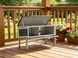 Gray Indoor/Outdoor Elevated Rabbit Hutch Wooden Bunny Cage with Hinged Asphalt Roof & Removable 19785345
