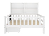 Twin Platform Bed with Chalkboard,Solid Wood Platform Bed with Storage Drawers and Shelves,Childlike W1580P362704