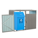 Garbage Bin Shed Stores 2 Trash Cans Metal Outdoor Bin Shed for Garbage Storage,Stainless Galvanized W540133888