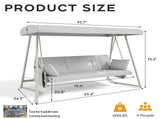 3-in-1 Hanging Patio Swing Bed with Adjustable Canopy 3-Seater Supports 600 lbs 45&deg Tilt Canopy W3979P394109