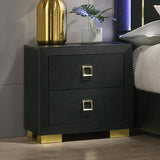 Gorgeous Black 1pc Nightstand Square Pull Handle Metal Legs Bedside Table Bedroom Furniture B011P326195