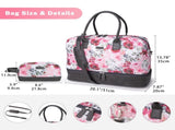 Canvas Weekender Bag, Overnight Travel Carry On Duffel with Shoe Pouch and Toiletry Bag-Flower 72945047
