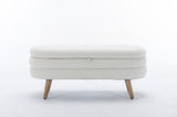 036-Velvet Fabric Storage Bench Bedroom Bench With Wood Legs For Living Room Bedroom Indoor,Ivory W527121987
