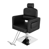 ZNTS PVC Leather Cover Galvanized Square Plate With Footrest Reclining Barber Chair 300lbs Black HZ8897B 70318584