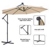 ZNTS 10 FT Solar LED Patio Outdoor Umbrella Hanging Cantilever Umbrella Offset Umbrella Easy Open 29447089