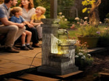 Outsunny 33.5" Outdoor Water, 4-Tier Floor Standing Resin Cascading Bowls Waterfall W2225P485602