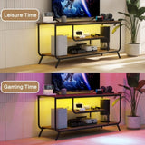 ZNTS TV Stand Power Outlets and LED Lights - TV Stand for TVs up to 55 Inch, Entertainment Center 82171090