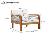 Outdoor Acacia Wood Club Chair with Handwoven Rope, Teak Finish N768P363953T